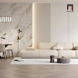  Ghế sofa băng dài 2m6 cao cấp BT340 Condron da Pu trắng kem 