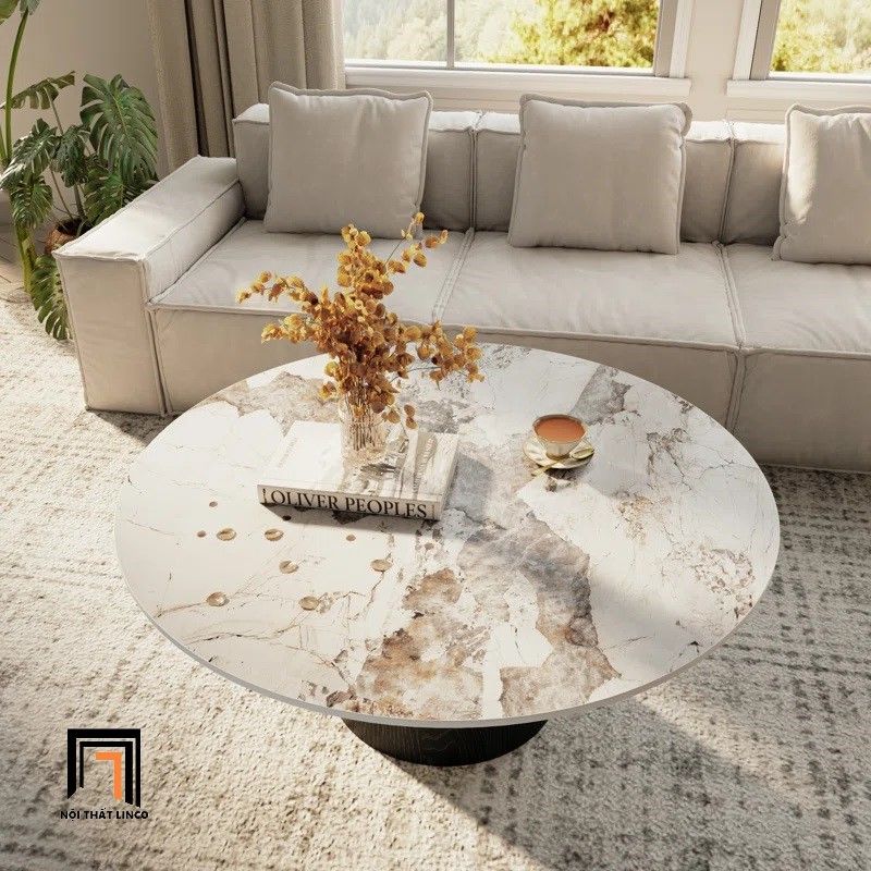  Bàn sofa xinh xắn mặt đá ceramic 80cm BSF54 Concha cao cấp 