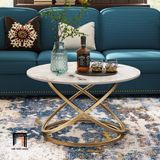  Bàn trà mặt đá tròn BTPK52 Cibec 60cm khung chân uốn cong 