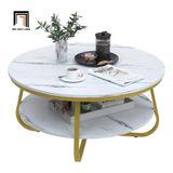  Bàn sofa hình tròn 70cm xinh xắn BSF13 Octagon mặt đá 2 tầng 