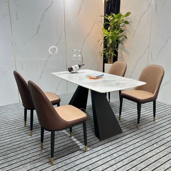 bộ bàn ghế ăn cao cấp đá ceramic