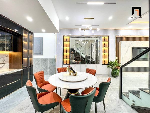 set bàn ăn mặt đá tròn xoay 1m3