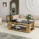  Bàn sofa mặt kính đen chữ nhật 2 tầng BSF59 Tonasia 1m x 50 