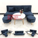 Ghế sofa xanh dương đậm đa năng vải nhung dài 1m7 giá rẻ 
