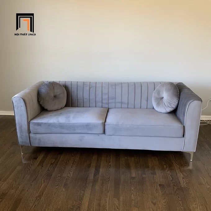  Ghế sofa băng dài 2m1 vải nhung nỉ BT68 Herbert xanh đậm 