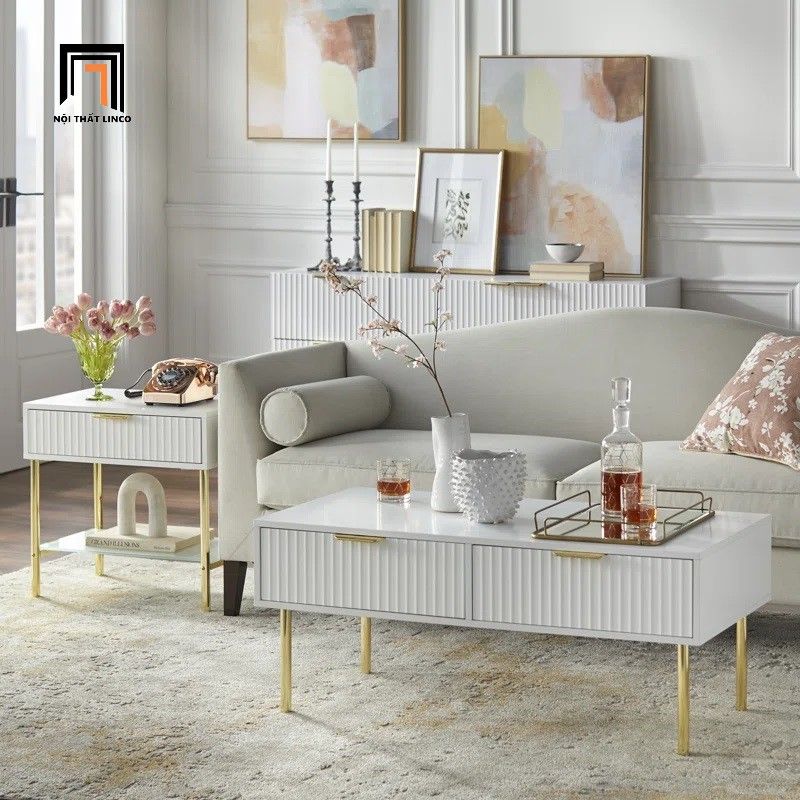  Bàn sofa phòng khách ván gỗ trắng BSF97 Bargem 1m x 50 giá rẻ 