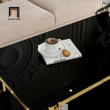  Bàn sofa mặt kính đen chữ nhật 2 tầng BSF59 Tonasia 1m x 50 
