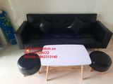 Bộ ghế sofa băng đa năng BTV 2m simili giả da màu đen 