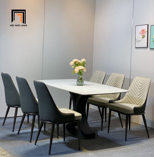 bộ bàn ăn 6 ghế da pu sang trọng