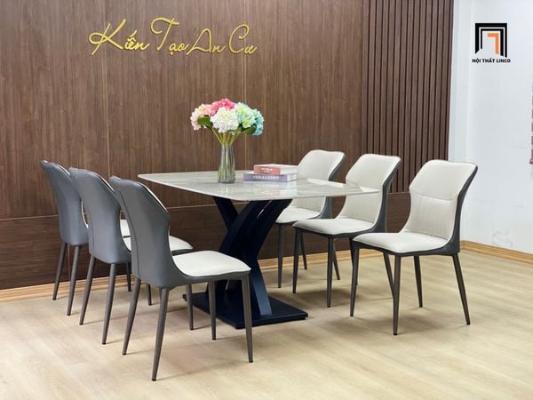 bộ bàn ăn mặt đá ceramic hiện đại