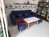  Ghế sofa băng giường nằm BTV dài 2m xanh dương đậm vải bố 