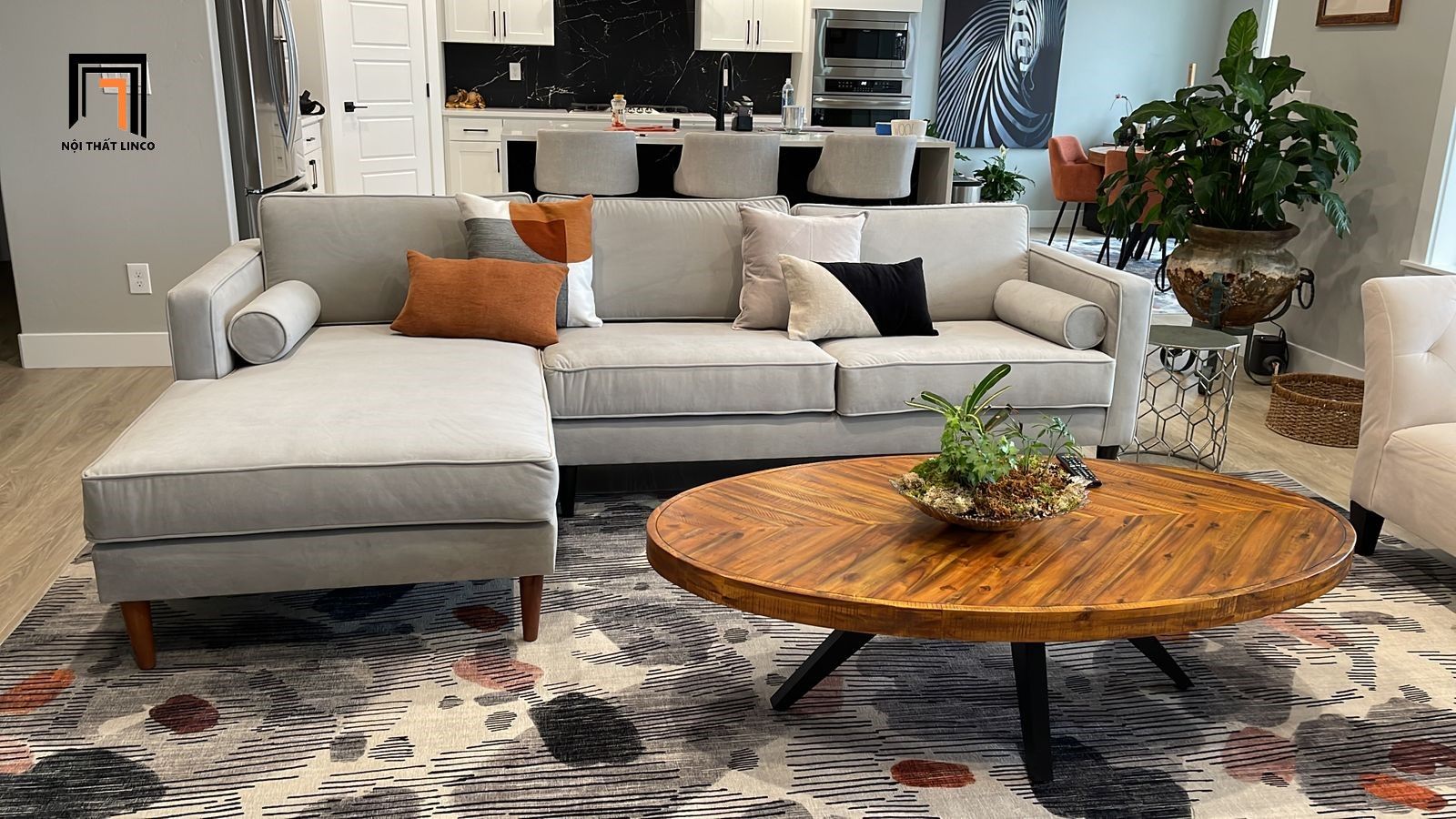  Ghế sofa góc L 2m3 x 1m6 vải nhung nỉ GT16 Samson giá rẻ 