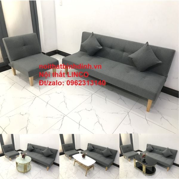  Set ghế sofa phòng khách NS01 nhỏ gọn xám lông chuột 