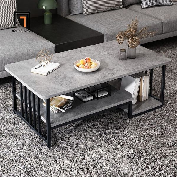 bàn sofa mặt đá xám chữ nhật