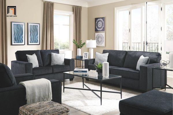 ghế sofa đơn vải nỉ xám than cho gia đình