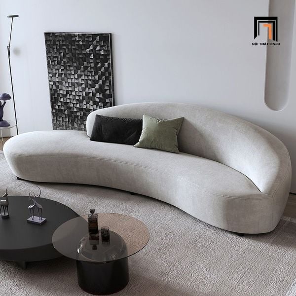 ghế sofa băng cong dài 2m4 vải nhung