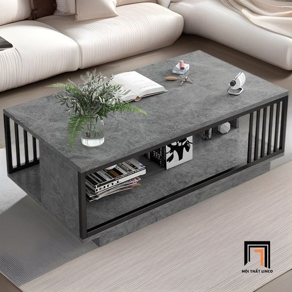 bàn sofa chữ nhật mặt đá xám