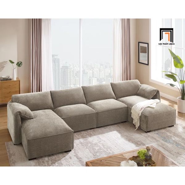 bộ ghế sofa U 3m2 giá rẻ màu cam
