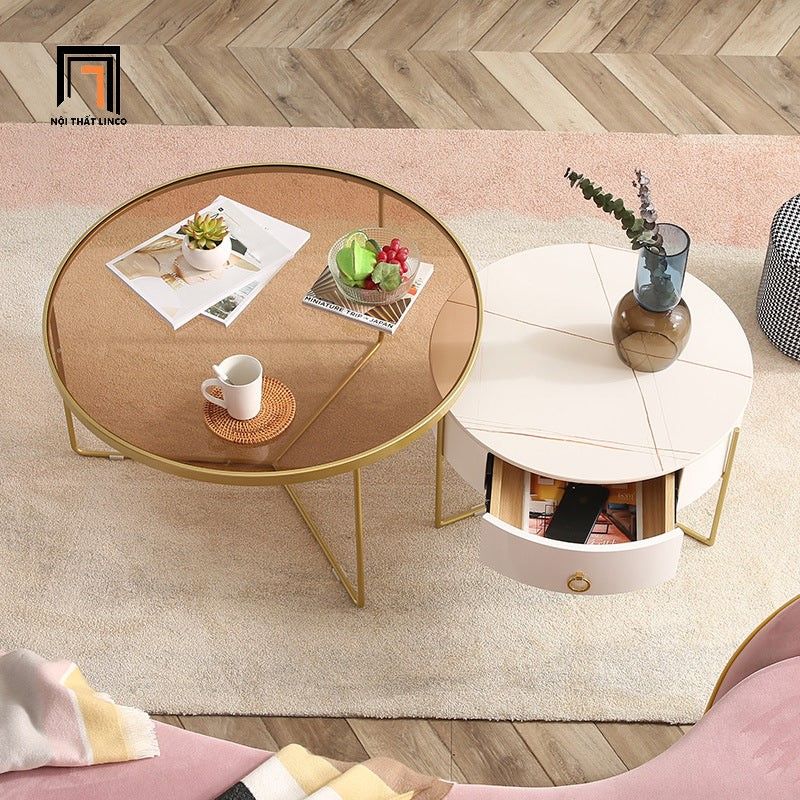  Cặp bàn sofa phòng khách tròn BSF6 Colen cho chung cư đẹp 