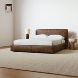  Giường ngủ cao cấp 1m6 x 2m bọc da Pu GN62 Curvy màu nâu 
