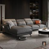  Ghế sofa góc L gật gù thư giãn GHQ222 Numan 3m2 x 1m7 xám nỉ 