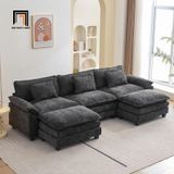  Bộ ghế sofa U vải nỉ xám than UT14 Holopeen dài 2m5 cao cấp 