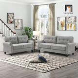  Bộ ghế sofa gia đình hiện đại KT97 Aliete vải nhung màu xám 