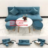  Bộ ghế sofa bed bật giường xanh dương vải nhung dài 1m72 