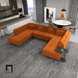  Bộ ghế sofa U phòng khách UT19 Tyne 3m2 vải nhung màu cam 