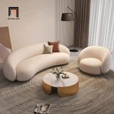  Set ghế sofa băng cong trang trí KT102 Gracias vải lông cừu đẹp 