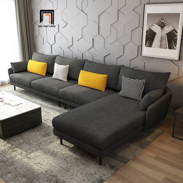 bộ ghế sofa góc L xám trắng