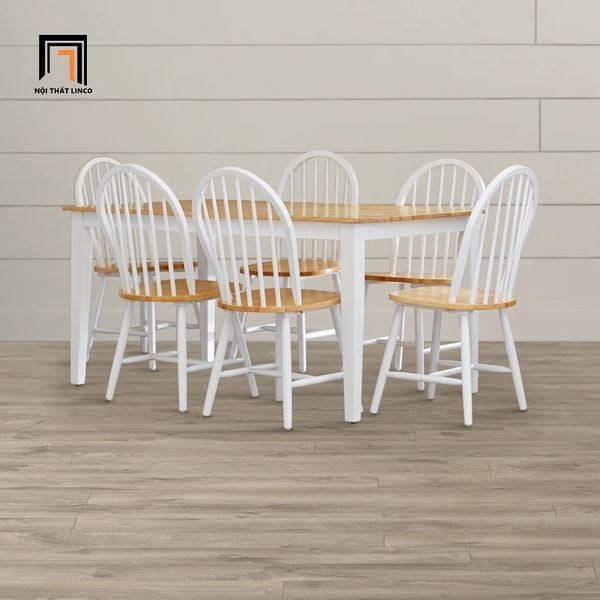 set bàn ăn 6 ghế gỗ tự nhiên xinh xắn