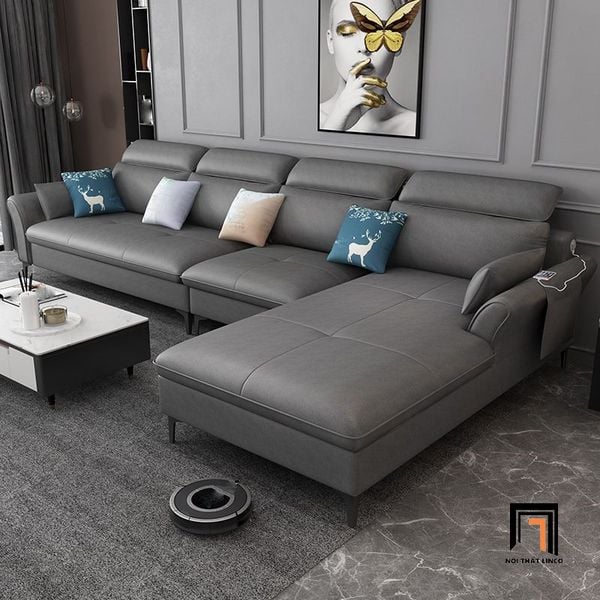 sofa góc chữ l 3m2 x 1m75 xám đen