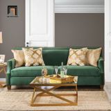  Bộ ghế sofa vải nhung xanh lá KT117 Yazzie đính nút sang trọng 