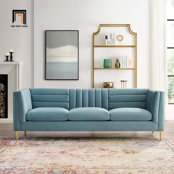 ghế sofa băng vải nhung xanh đậm
