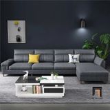 Set ghế sofa góc gia đình GT245 Byton 3m x 1m6 da xám đậm 