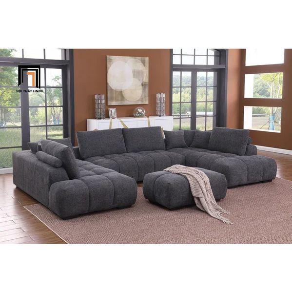set ghế sofa chữ U nệm ngồi chia múi