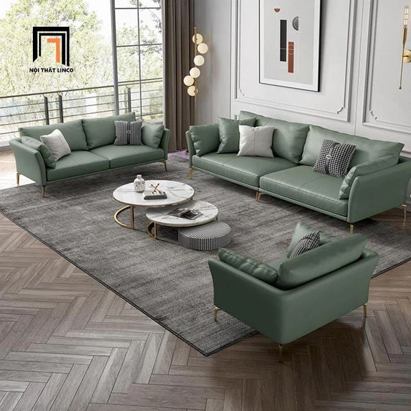 ghế sofa đơn da công nghiệp xanh lá