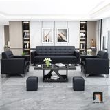  Bộ ghế sofa văn phòng giá rẻ KT76 Custer da Pu màu đen đẹp 