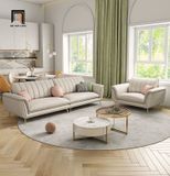  Bộ ghế sofa phòng khách da giả KHQ28 Sorgio màu trắng kem 