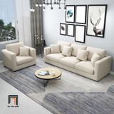  Bộ ghế sofa gia đình thư giãn KT91 Miller màu trắng kem vải bố 