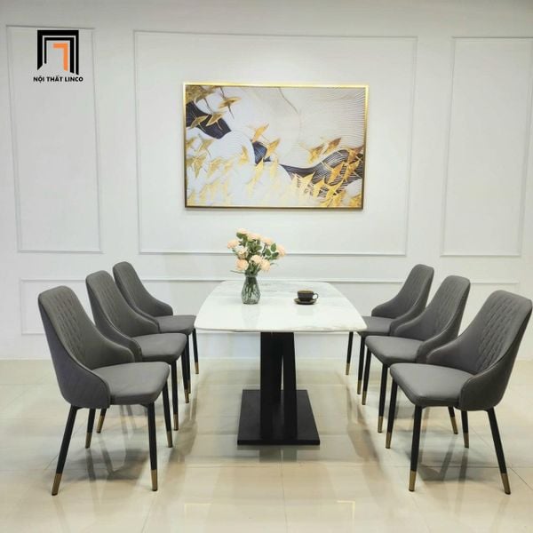 bộ bàn ăn đá 6 ghế phòng bếp