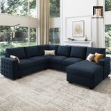  Bộ ghế sofa chữ U hiện đại UT20 Honbay 3m1 màu xanh đậm 