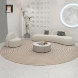  Ghế sofa băng cong vải lông cừu BT307 Gondrin 2m3 trắng kem 