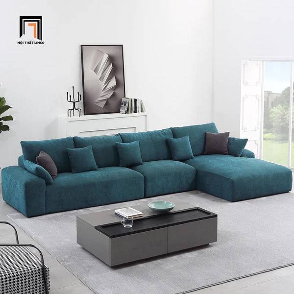 bộ ghế sofa góc L 3m2 x 1m6 xanh ngọc
