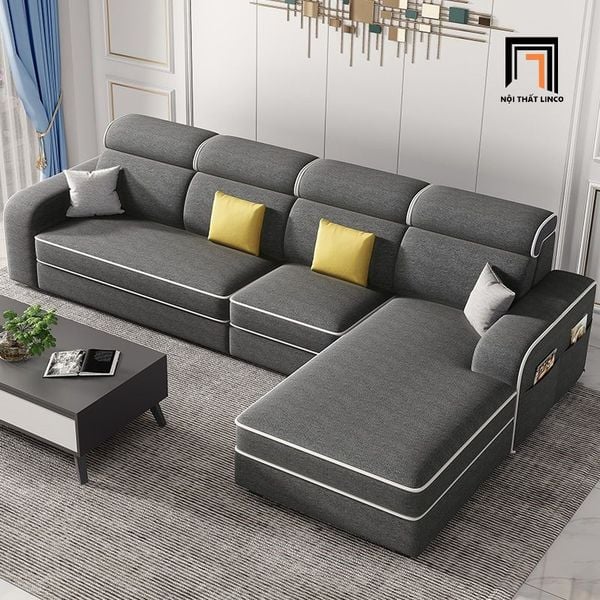 ghế sofa góc l màu xám lông chuột