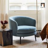  Ghế sofa đơn tròn giá rẻ DT18 Viv màu xanh dương vải nhung 