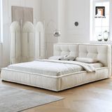  Giường ngủ vải lông cừu trắng kem GN33 Darcy 1m6 x 2m đẹp 