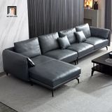  Bộ ghế sofa góc L 3m x 1m6 GT147 Santafe da công nghiệp xám đậm 