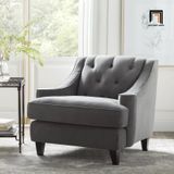  Ghế sofa đơn tân cổ điển DT43 Dolce vải nhung màu xám 